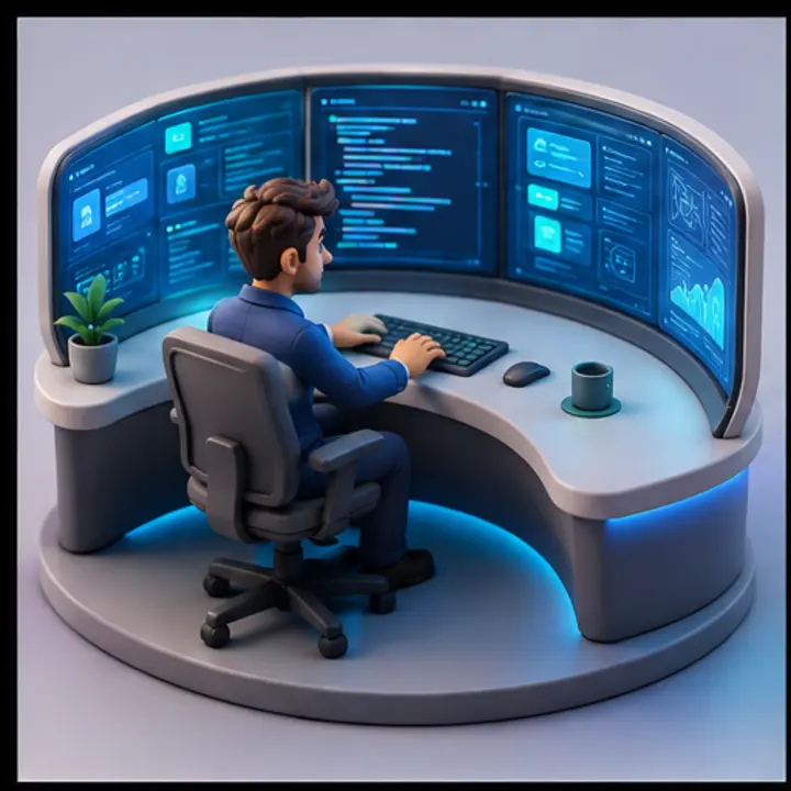 Ideas become working systems. miniature technology scene