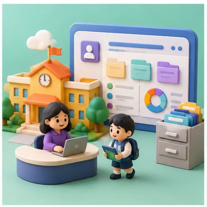 Miniature scene illustrating technology for Education